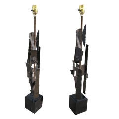 Pair of Brutalist Laurel Table Lamps