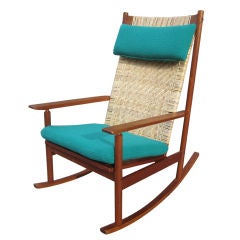 Danish Teak Rocking Chair with Canned Back