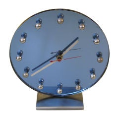 Vintage Gilbert Rohde Blue Mirror Desk/Alarm Clock