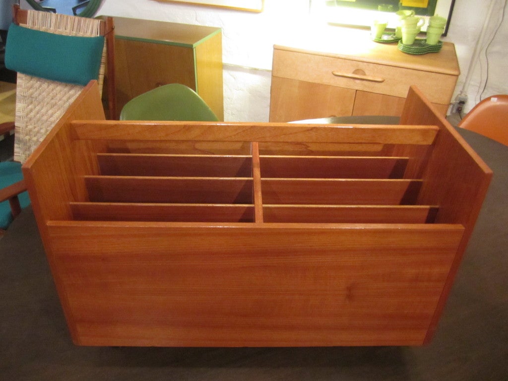 Mid-20th Century Bruksbo for Bagin Modelindustri  Teak Rolling Magazine Rack