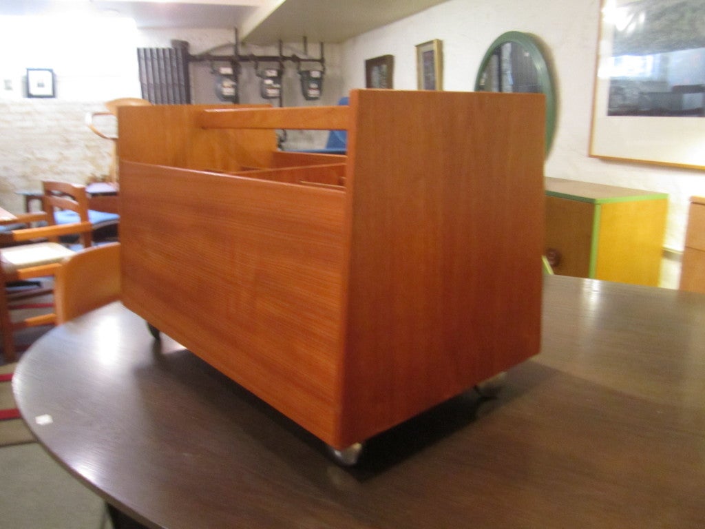 Bruksbo for Bagin Modelindustri  Teak Rolling Magazine Rack 1
