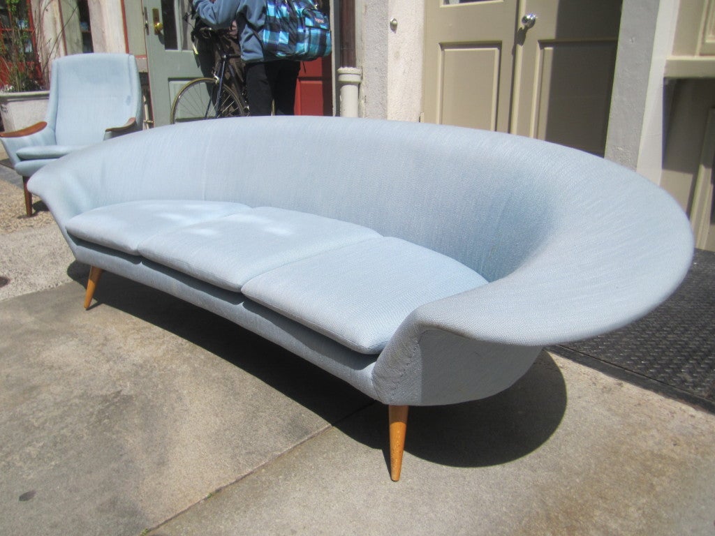 Swedish Curved Sofa with Futuristic exaggerated back and arms