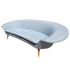 Swedish Curved Sofa with Futuristic exaggerated back and arms