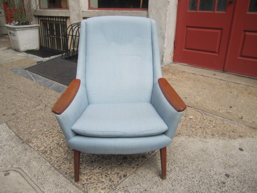 Fabric Danish Lounge Chair on Teak Frame