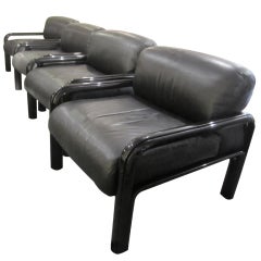 Gae Aulenti Leather Lounge Chairs for Knoll