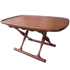 Vintage Poul Hundevad Teak Stool and Tray Table