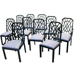 Set of 10 Lattice Back Dining Room Chairs/ 2 Armchairs, 8 Sidechairs