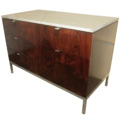 Florence Knoll Rosewood Two Position Credenza with Marble Top