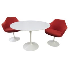 Eero Saarinen 42 inch Table and Two Arm Tulip Chairs