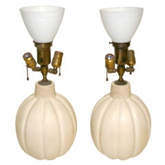 Vintage Pair of Gourd Lamps