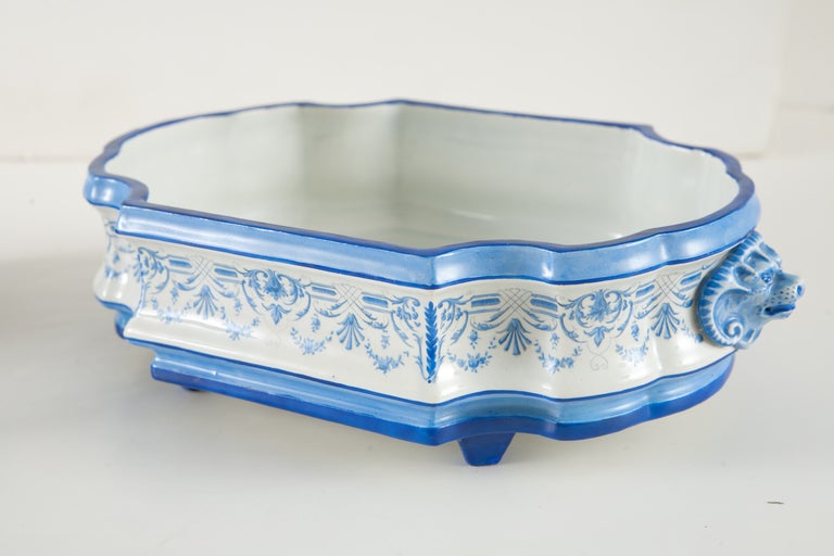 19th Century French Antique Gien Faience Wall Lavabo