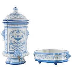 French Antique Gien Faience Wall Lavabo