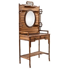 Antique Colonial Bamboo and Rattan Vanity    
