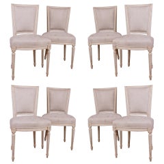 Set of 8 French Antique Directoire style Painted Dining Chairs