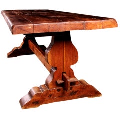 French Antique Trestle Elmwood Farm Table