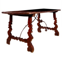 18th Century Spanish Console Table with Iron Stretcher