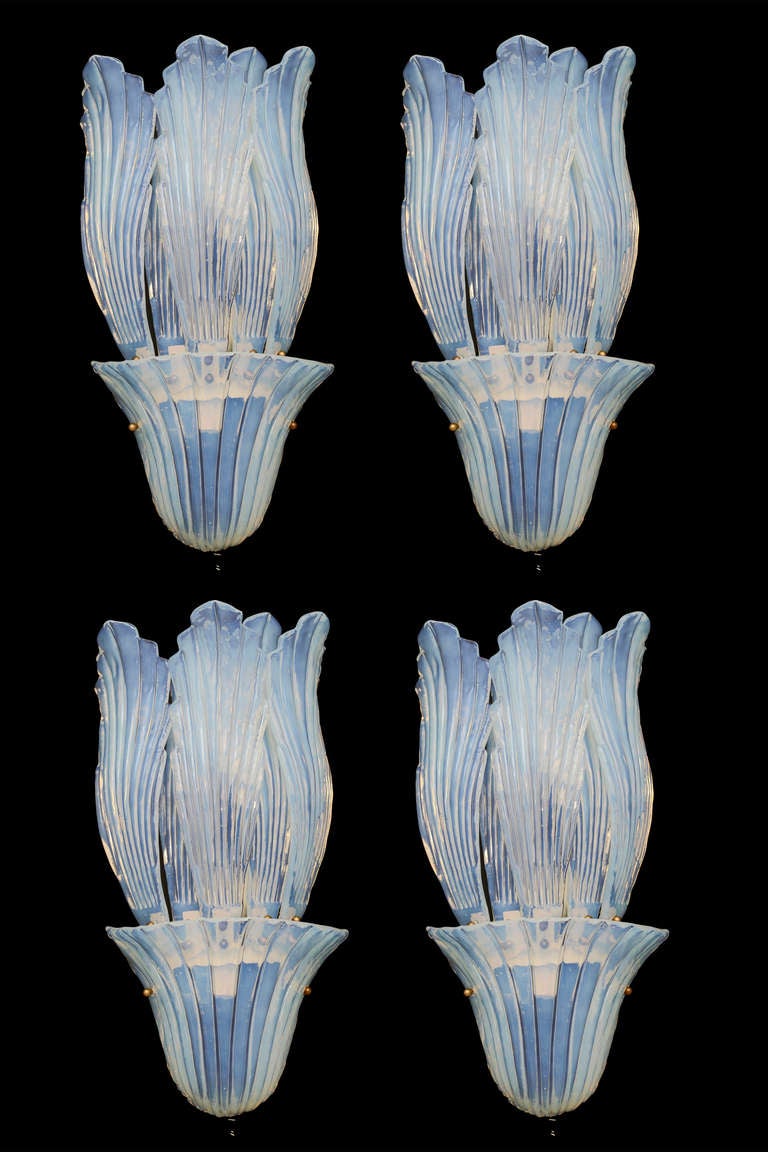 Set of Four Italian Opaline Glass Sconces