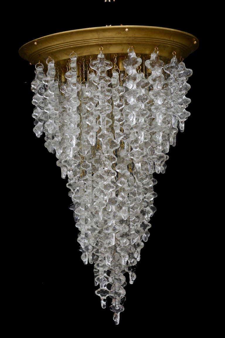 Vintage Italian Murano Glass Cascading Flush Mount Light Fixture