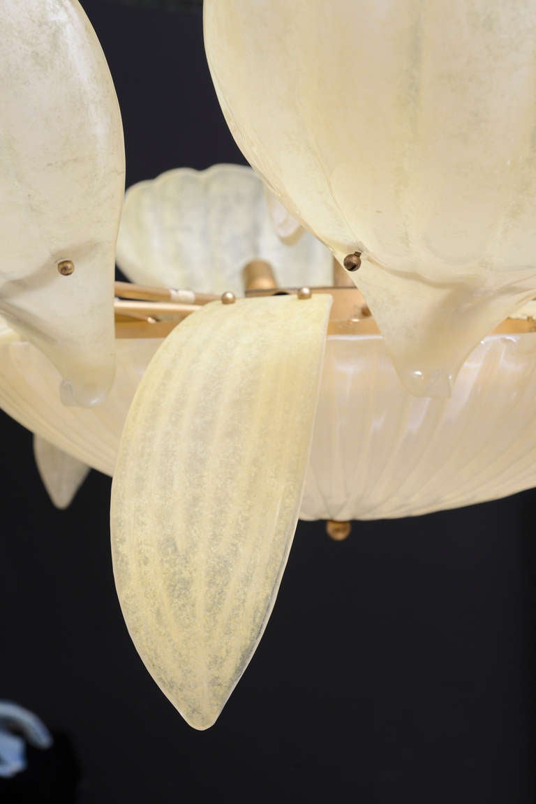 Vintage Murano Eight Glass Shell Chandelier