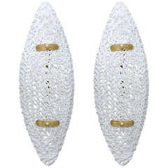 Pair of  Exceptionally Large Italian Murano Milk Glass Sconces