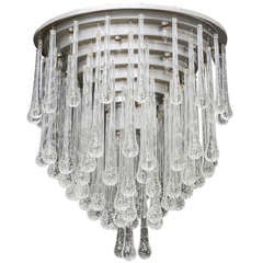 Vintage Italian Murano Glass Long Drops Flush Mount Light Fixture