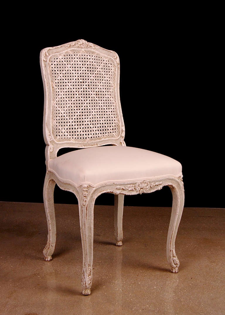 Set of 8 French Antique Louis XV style Caned-back Dining Chairs