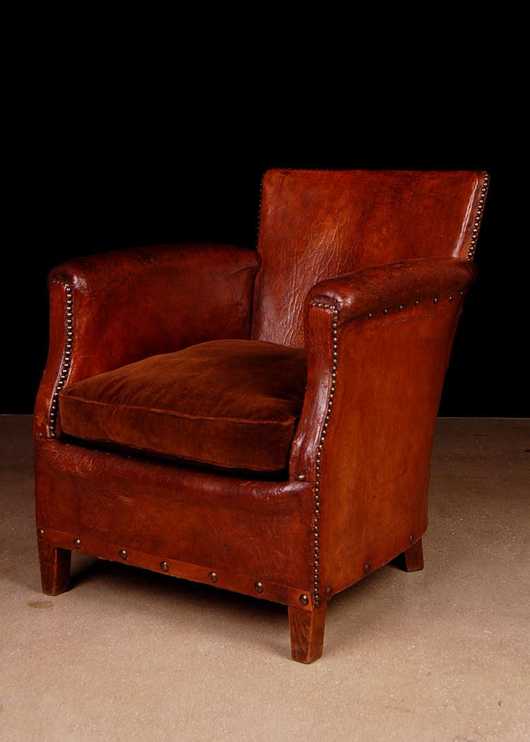 French Vintage Leather Club Chair