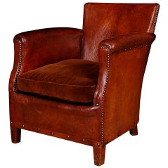 French Antique Leather Club Chair