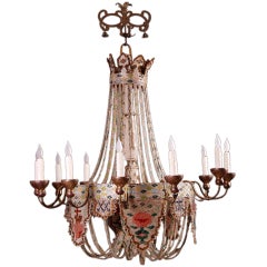 Rare 18th Century French Beaded Glass Chandelier Antique Rare 18th Century French Beaded Glass Chandelier