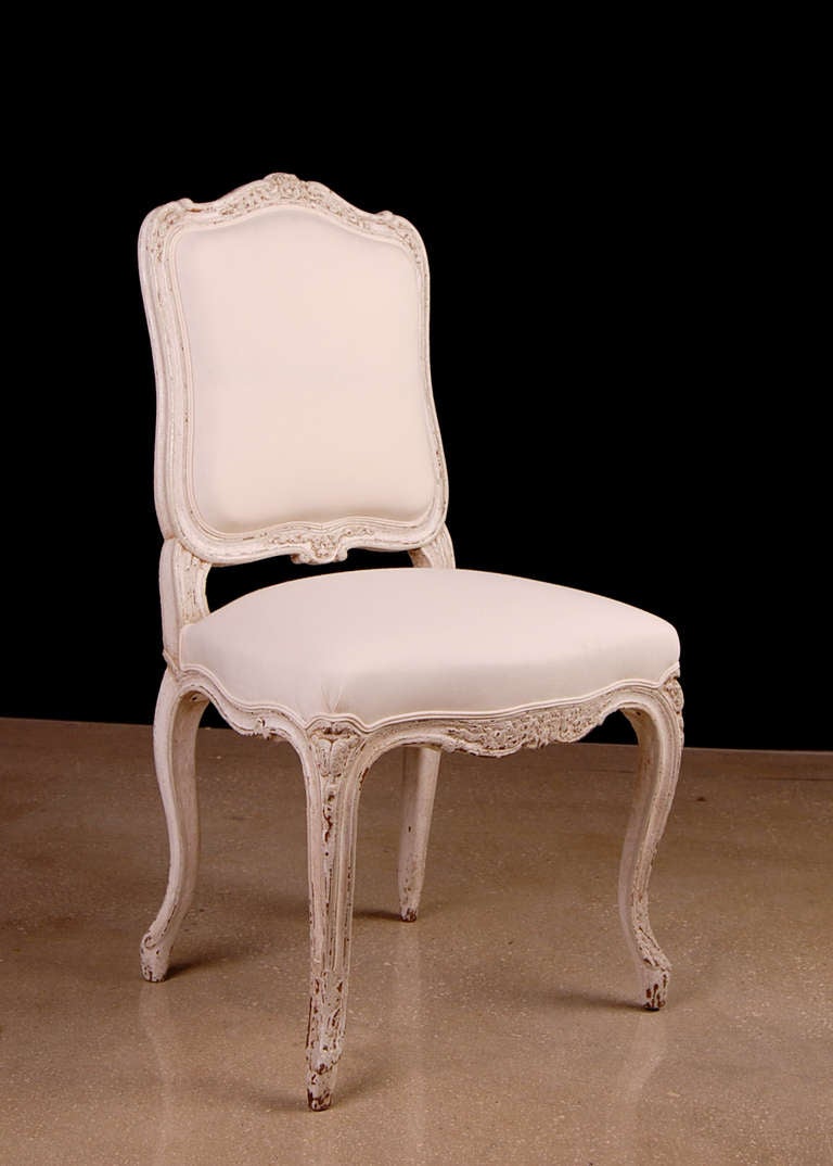 Set of 6 French Antique Louis XV-style Painted Dining Chairs