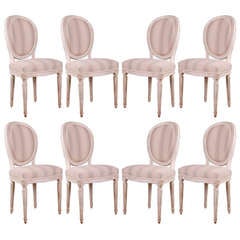 Set of 8 French Antique Louis XVI-style Painted Dining Chairs