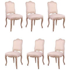 Set of 6 French Antique Louis XV-style Painted Dining Chairs