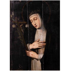Saint Catherine of Siena - 17th Century Oil on Panel