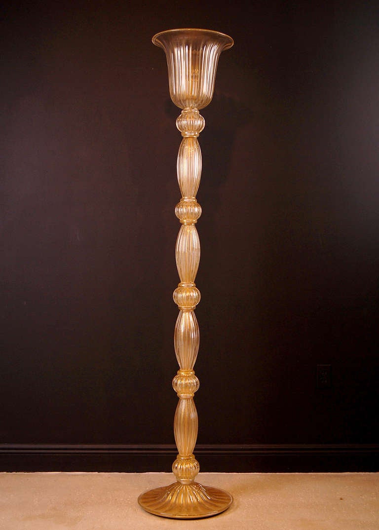Italian Murano Glass Torchiere Floor Lamp