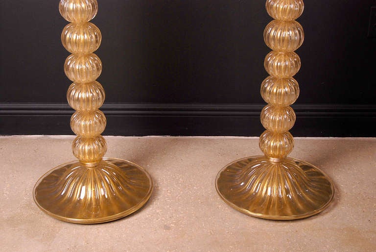 Pair of Italian Design Murano Glass Torchieres or Floor Lamps For Sale 1