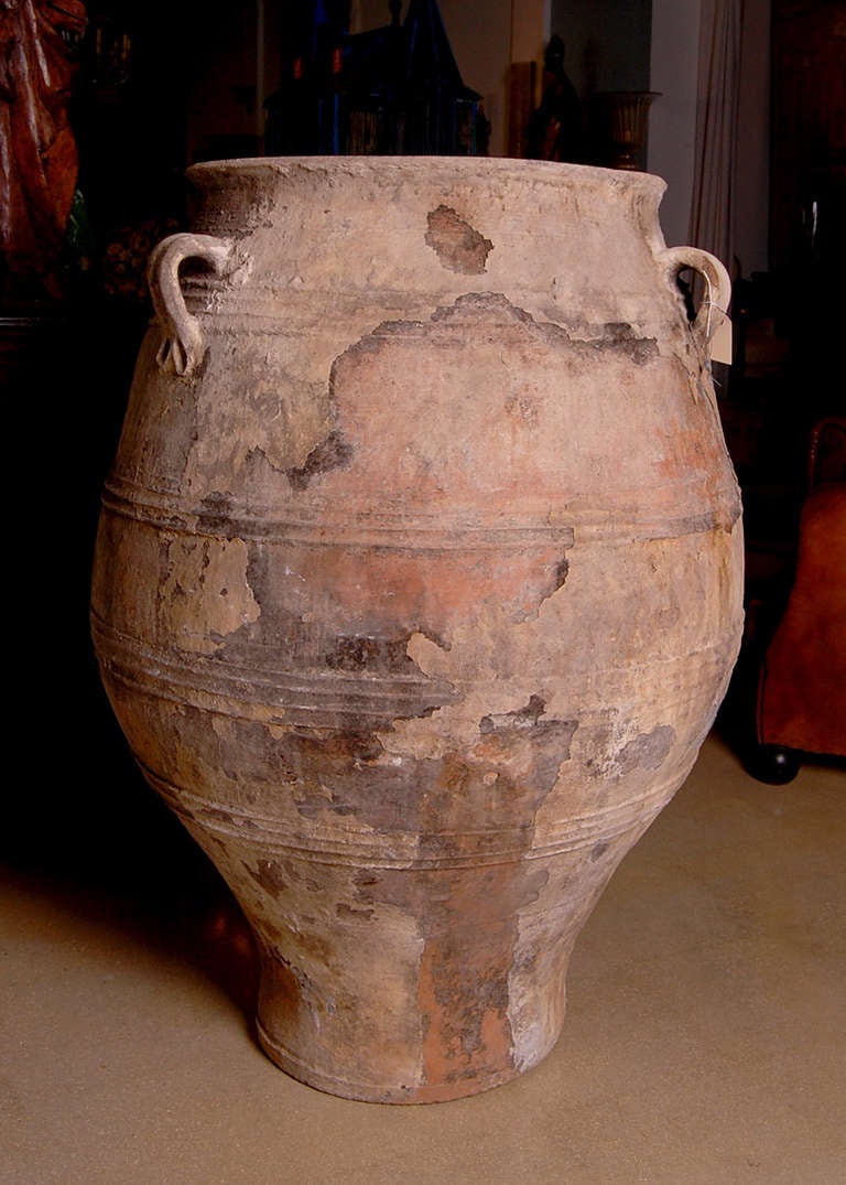 Greek Antique Three-Handled Terracotta Pot, numerous pots in this style are available please call to inquire: 305-446-1688.