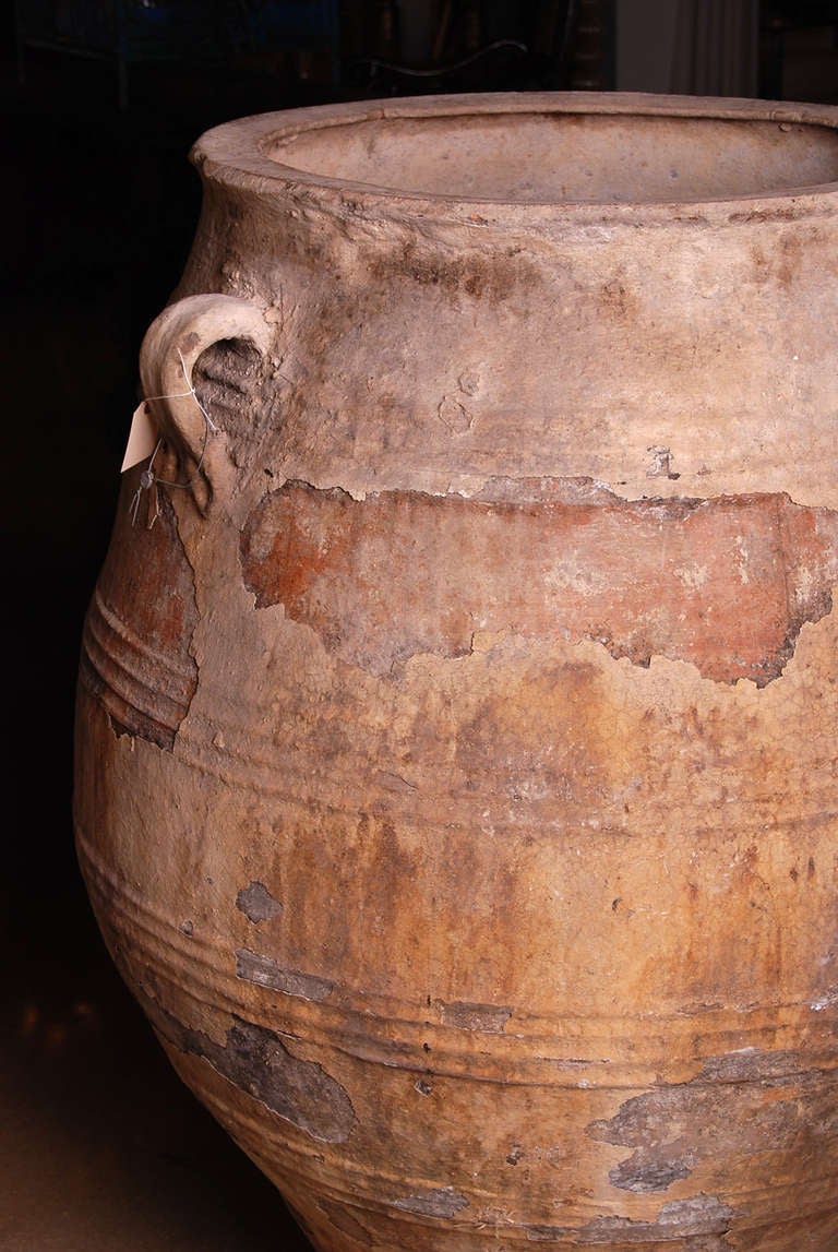20th Century Greek Antique Three-Handled Terracotta Pot For Sale