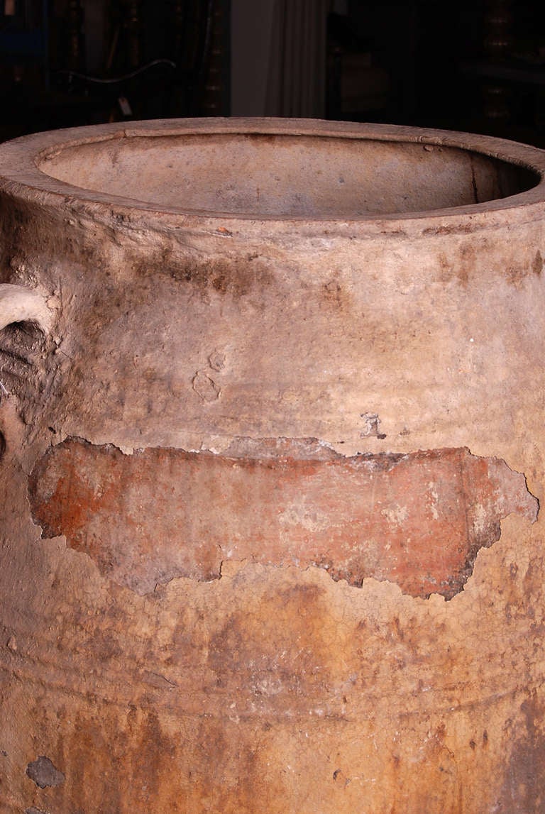 Greek Antique Three-Handled Terracotta Pot For Sale 1