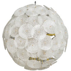 Italian Murano Glass Disk Spherical Light Fixture by Aureliano Toso, circa 1970