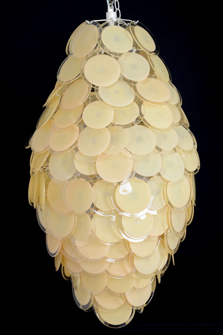 Italian Murano Glass Disk Chandelier By Vistosi