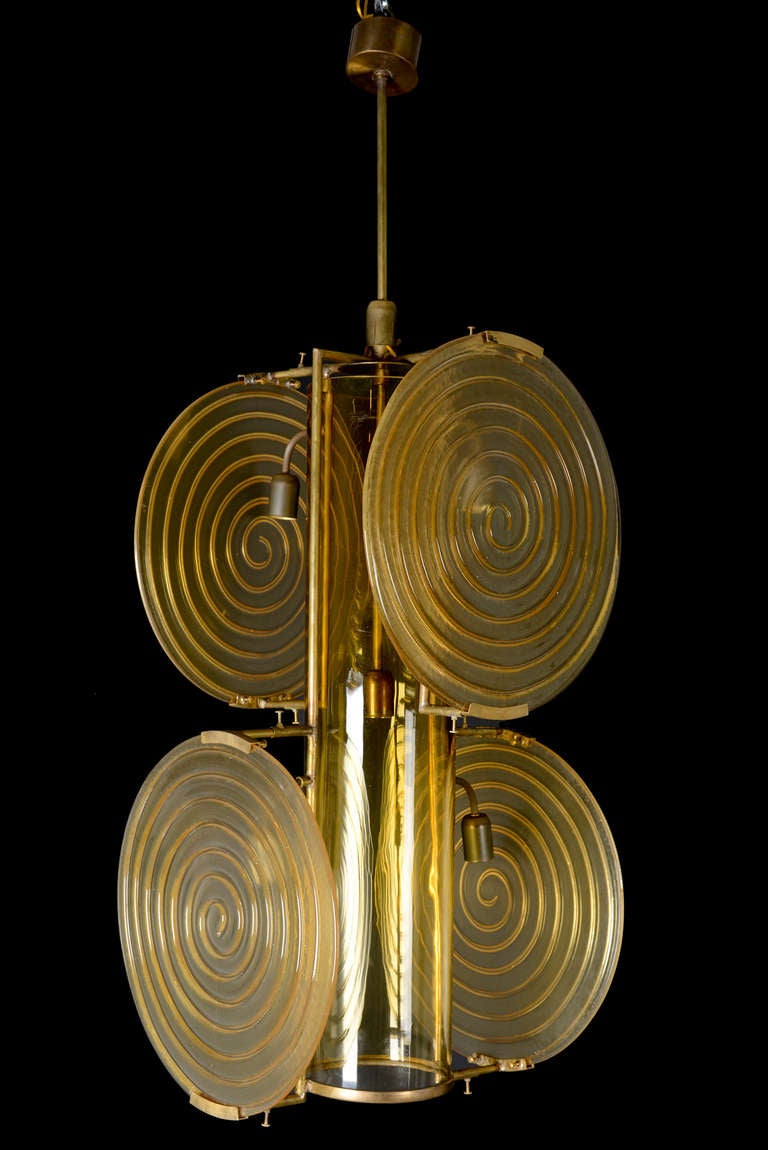 Italian Murano Glass Disk Chandelier By Vetreria Fratelli Toso
