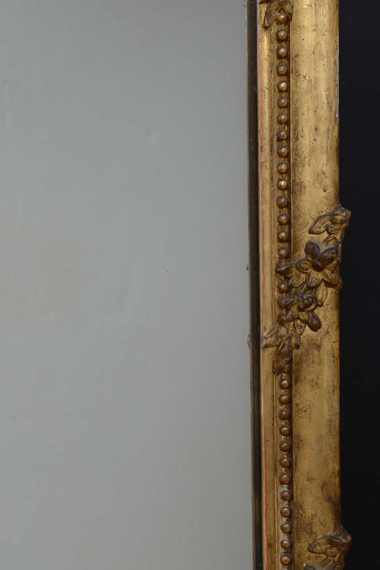 French Antique Louis XV Style Giltwood Mirror With Old Mercury Glass 2