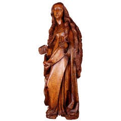 Carved Limewood Figure of Saint Catherine of Alexandria