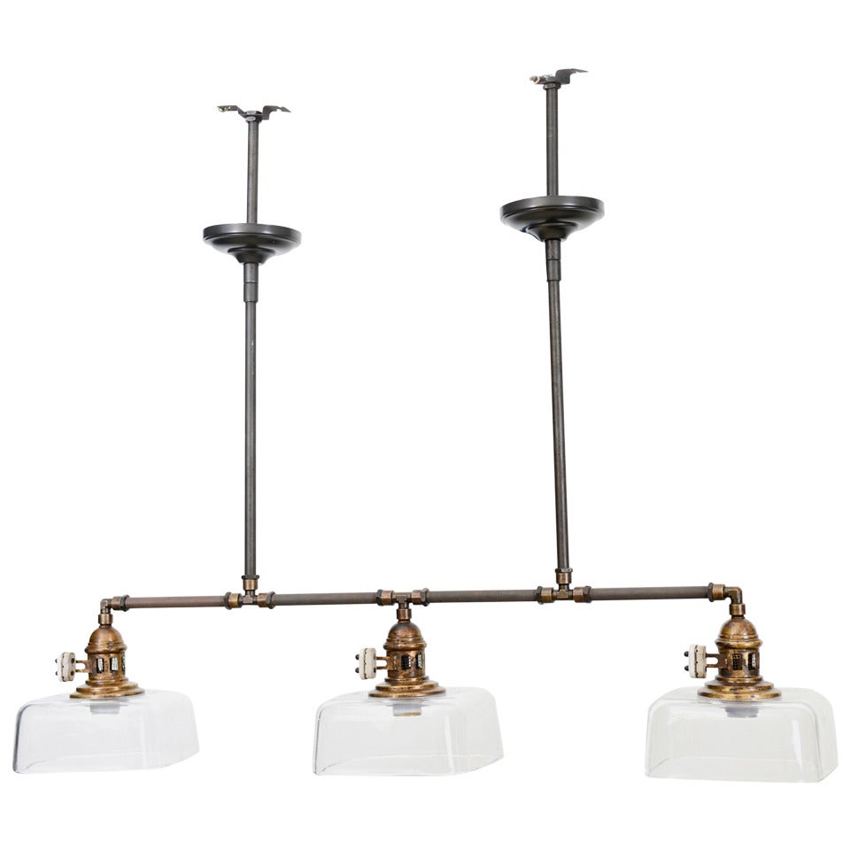 Vintage Italian Industrial 3-light Pendant fixture
