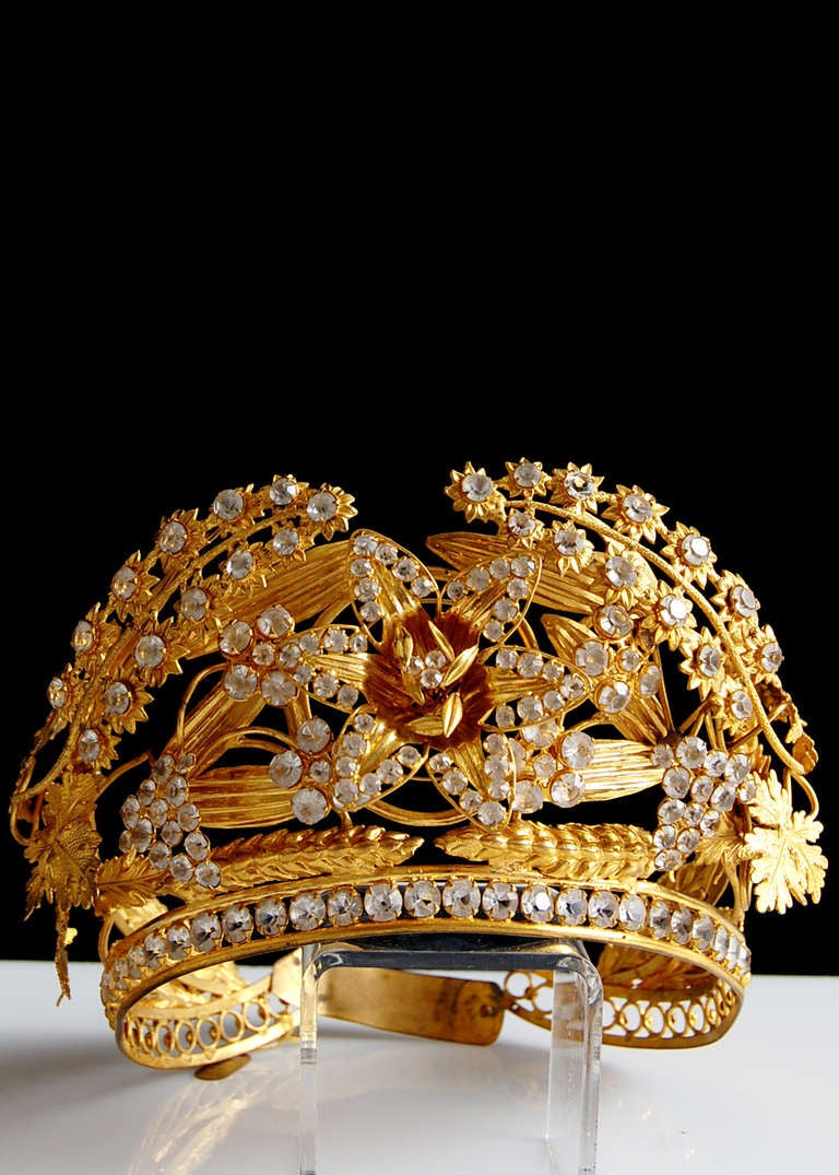 19th-Century Gilt Brass "Trembleuse" (trembling) Tiara