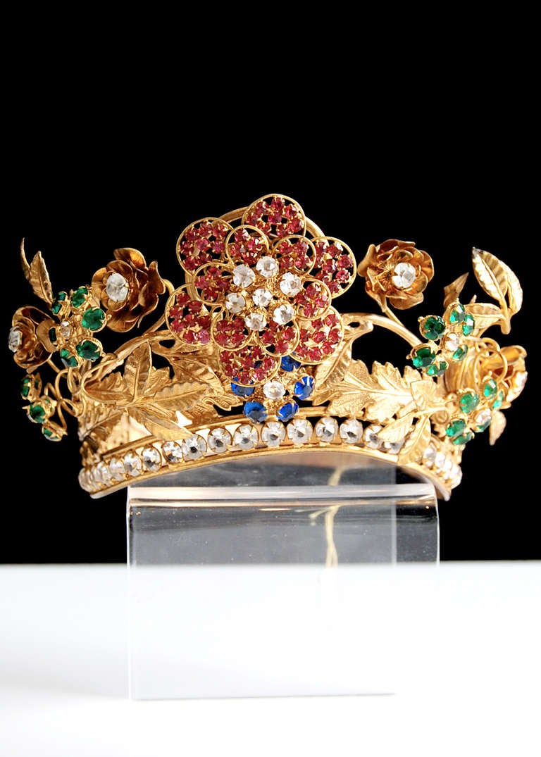 19th-Century Gilt Brass "Trembleuse" (trembling) Tiara.