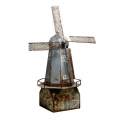 Whimsical Belgian Antique Zinc Windmill