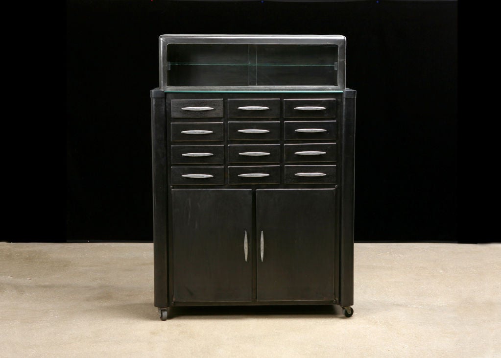 20th Century French Art Deco Style Polished Metal Dentist Cabinet