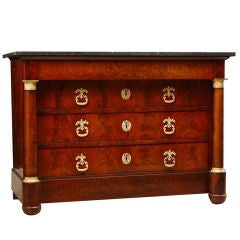 Empire Period Mahogany Four-drawer Commode with Marbletop