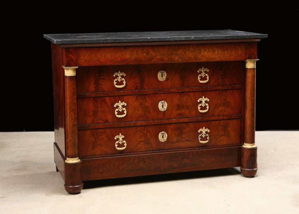 Empire Period Mahogany Four-drawer Commode with Marbletop